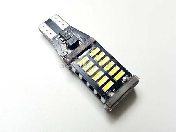 Диод 12v-24v Т15-30(3030) габариты белый (30 SMD (3030) диодов аналог w5w) с обманкой (устанавливать только в плафон Заднего хода)  AVTO-DEKOR  11028, фото 1