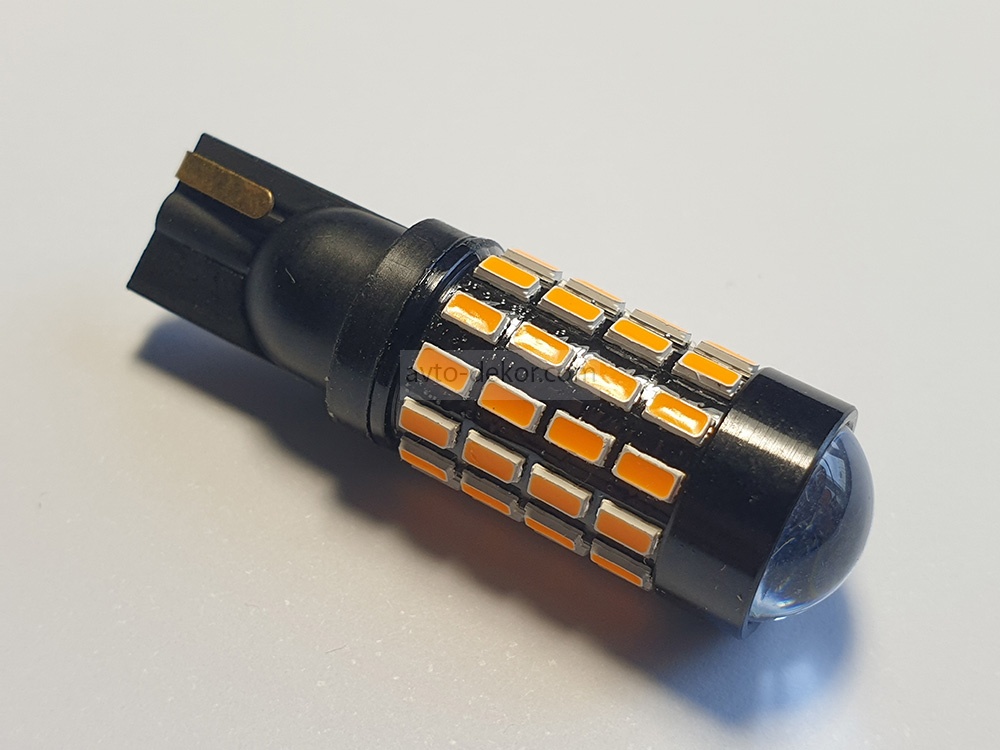 Купить Диод 12-24v Т10-54(3014)+линза габариты оранжевый (54 SMD (3014) диодов аналог WY5W) AVTO-DEKOR  11205 в интернет-магазине