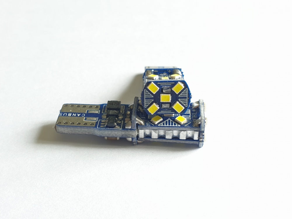 Диод 12v Т10-15(2016) canbus с обманкой габариты белый  (15 SMD (2016) диодов аналог w5w) с радиатором   AVTO-DEKOR   11218, фото 1