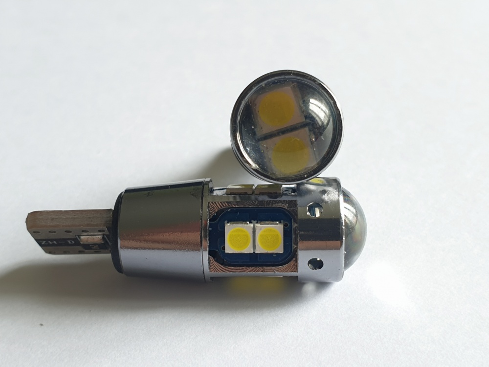 Диод 12-24v Т10-10(3030)+линза canbus с обманкой габариты белый  (10 SMD (3030) диодов+линза аналог w5w)   AVTO-DEKOR   11222, фото 1