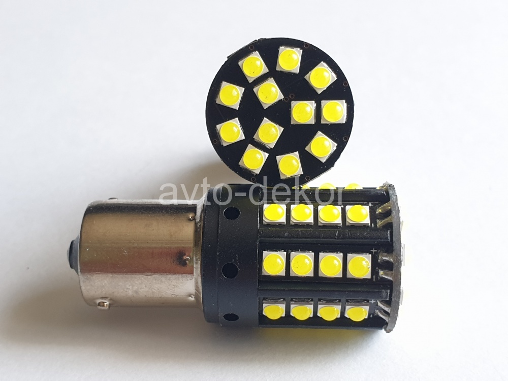Диод 12-24v 1156-44(3030) BA15S белый (44 диода (3030) аналог P21w) 32 по кругу+12 в торце AVTO-DEKOR 11274, фото 1