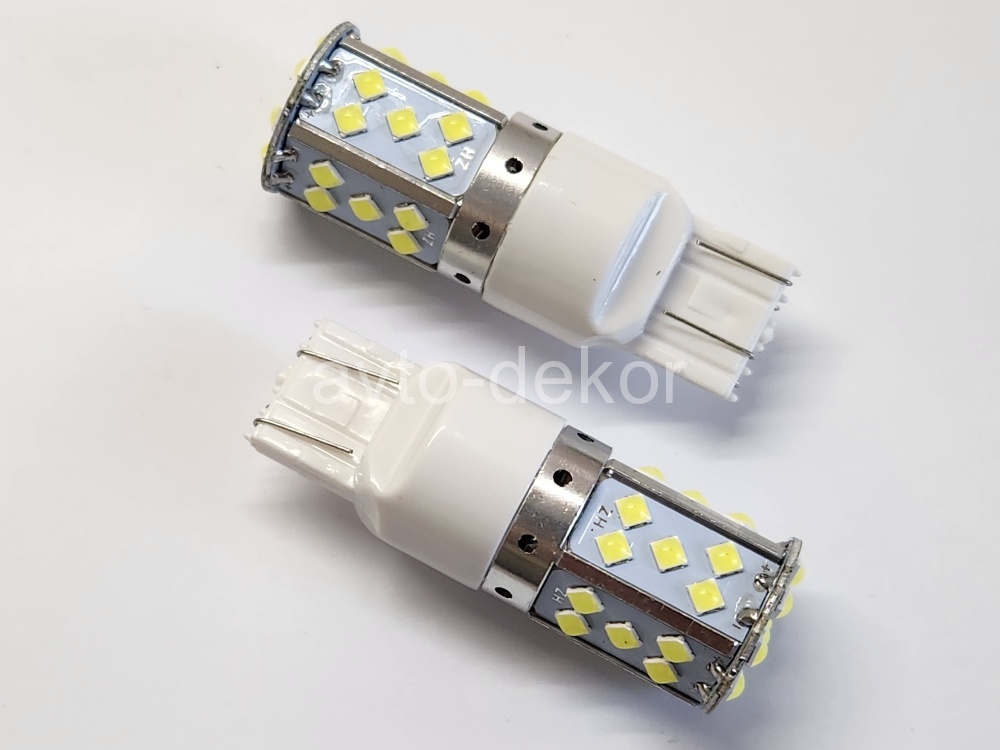 Диод T20 12-24v 7443 белый (35 диодов (3030) аналог w21/5w) 25 по кругу+10 в торце AVTO-DEKOR 11303, фото 2