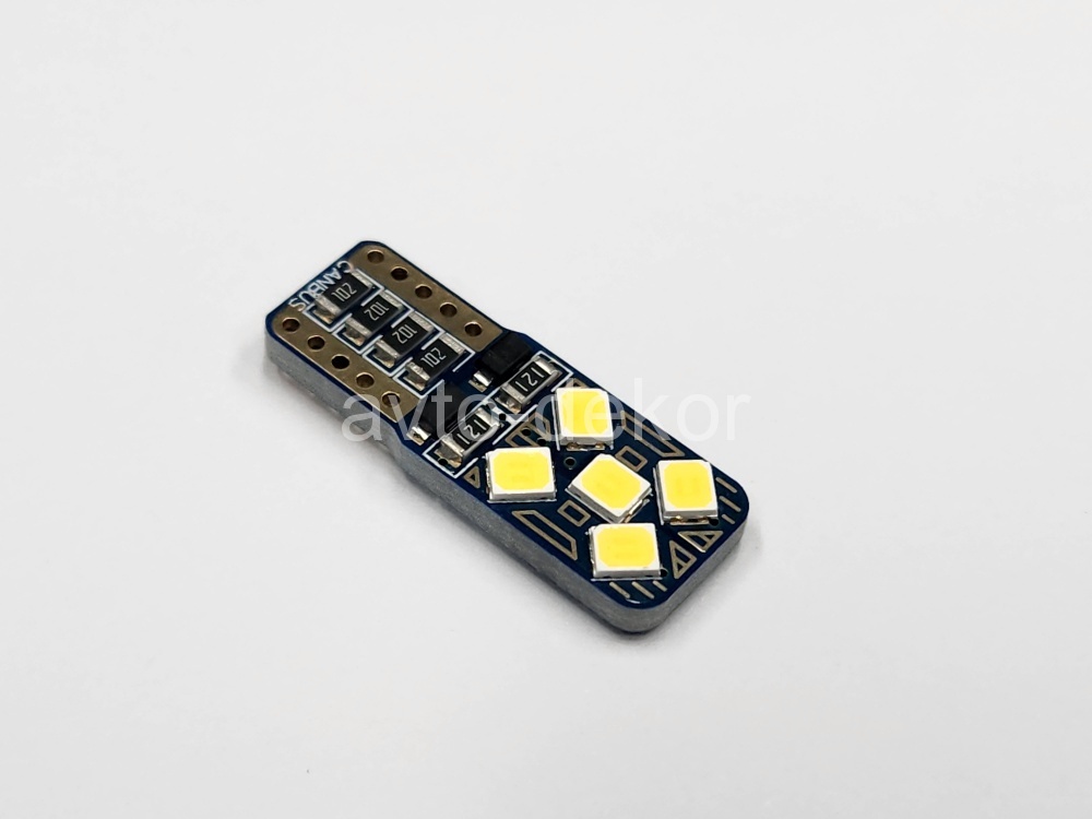 Купить Диод 12v Т10-10(3030) canbus с обманкой габариты белый  (10 SMD (3030) диодов аналог w5w) биполярный AVTO-DEKOR   11317 в интернет-магазине