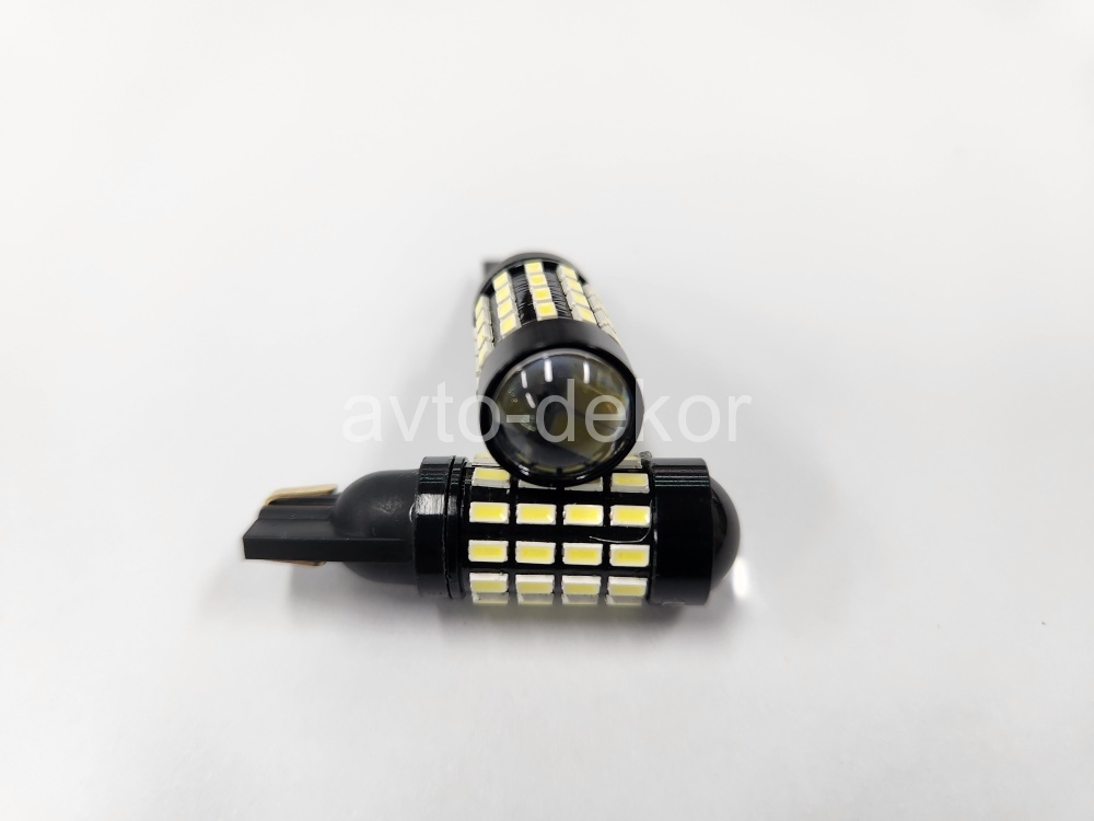 Диод 12-24v Т10-54(3014)+линза canbus с обманкой габариты белый  (54 SMD (3014) диодов аналог w5w) биполярный AVTO-DEKOR   11338, фото 1