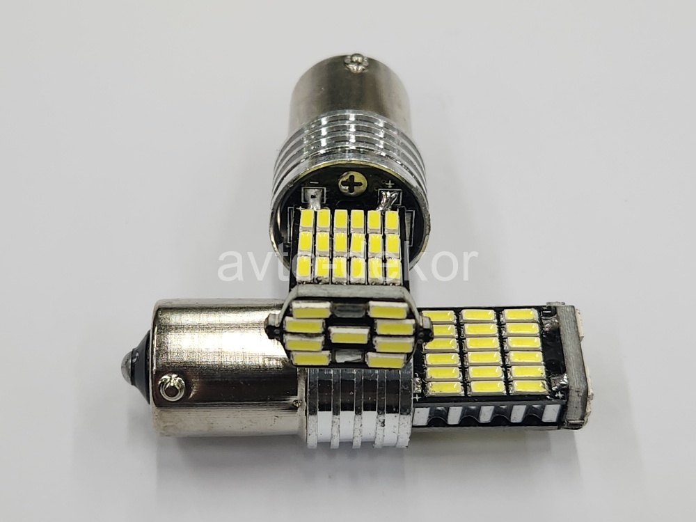 Диод 12-18v 1156-45(4014) BA15S canbus с обманкой белый (45 диодов (4014) аналог P21w) с радиатором, биполярный AVTO-DEKOR  11348, фото 1