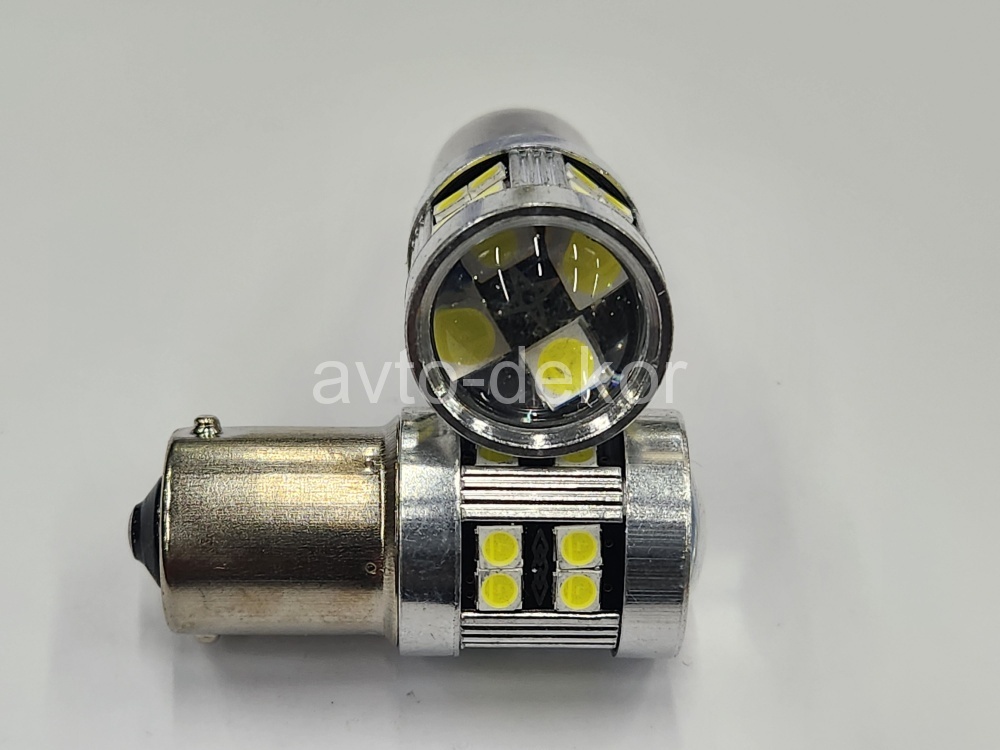 Диод 12-24v 1156-24(3030) + линза BA15S белый (24 диодов (3030) аналог P21w) AVTO-DEKOR  11349, фото 1