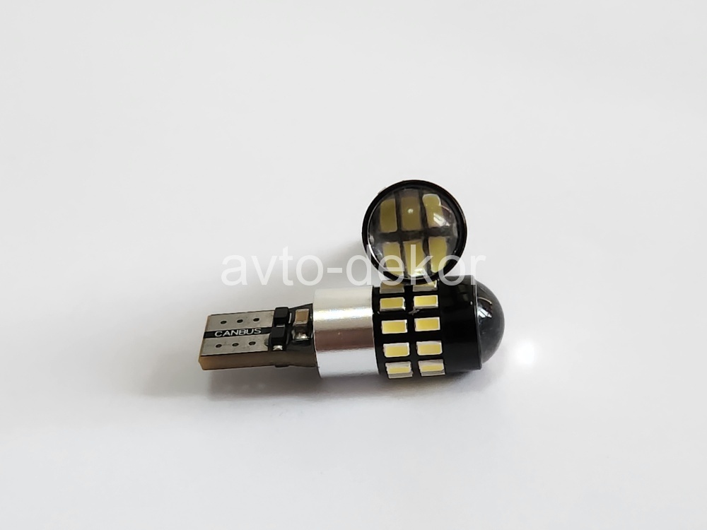 Диод 12-24v Т10-30(3014)+линза canbus с обманкой габариты белый  (30 SMD (3014) диодов аналог w5w) биполярный AVTO-DEKOR  11367, фото 1