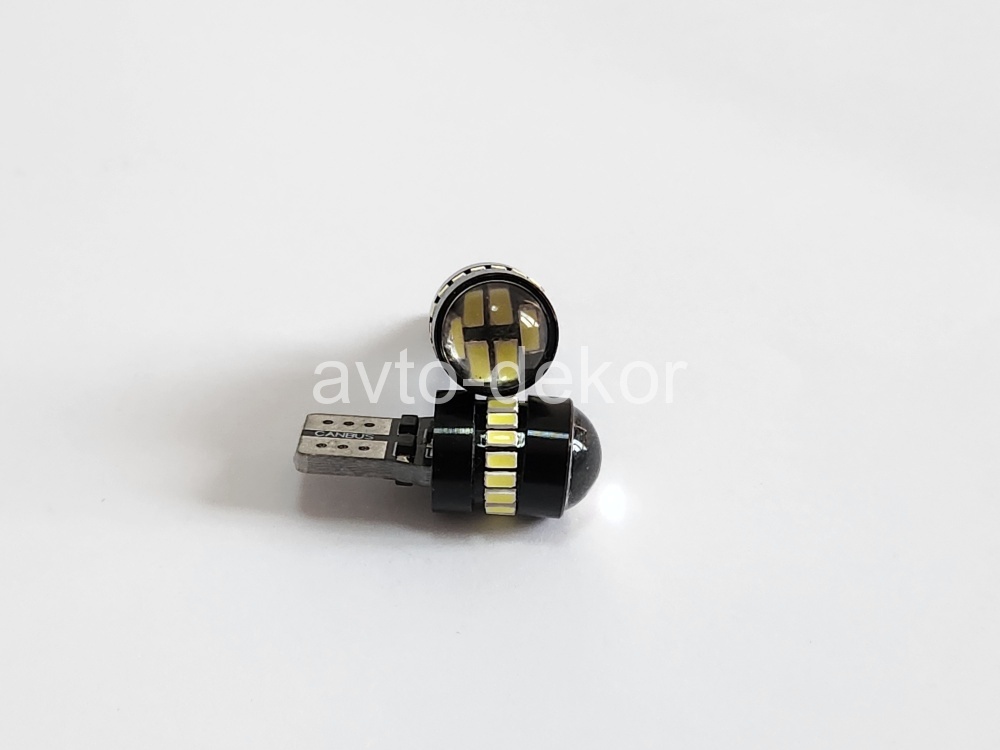 Диод 12-24v Т10-24(3014)+линза canbus с обманкой габариты белый  (24 SMD (3014) диодов аналог w5w) биполярный AVTO-DEKOR  11368, фото 1