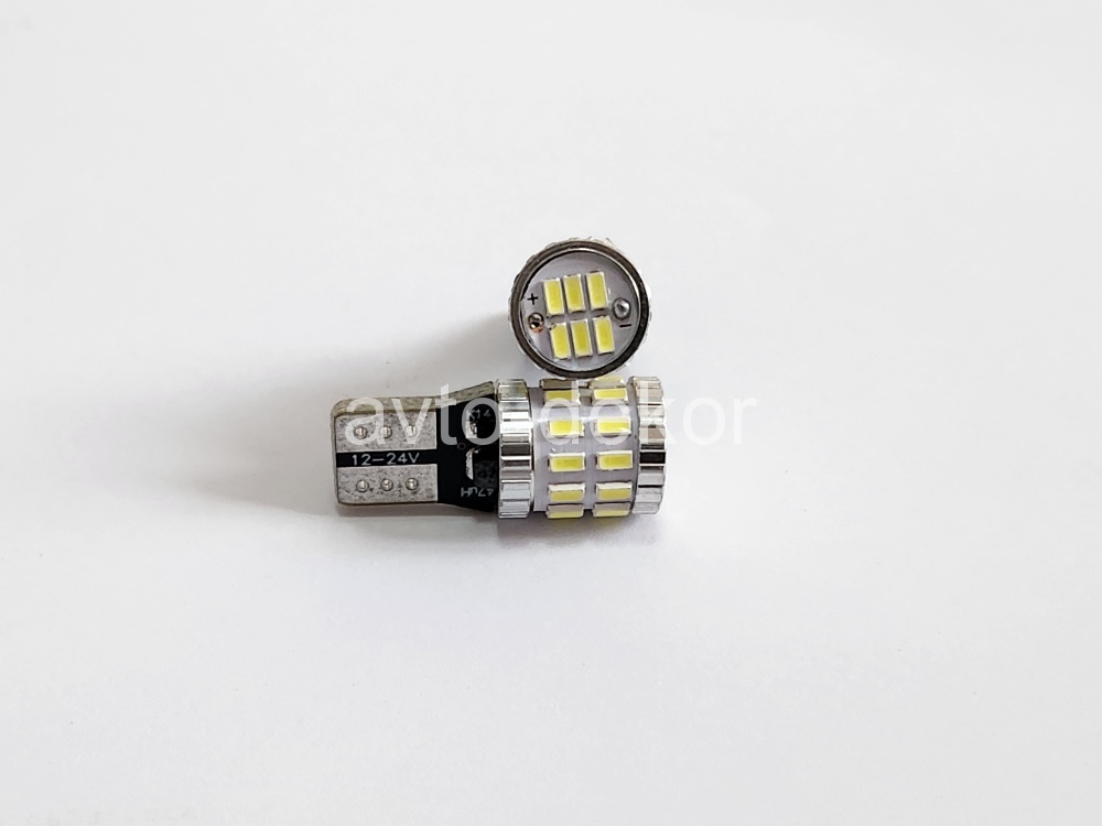Диод 12-24v Т10-30(3014) canbus с обманкой габариты белый  (30 SMD (3014) диодов аналог w5w) биполярный AVTO-DEKOR  11369, фото 1