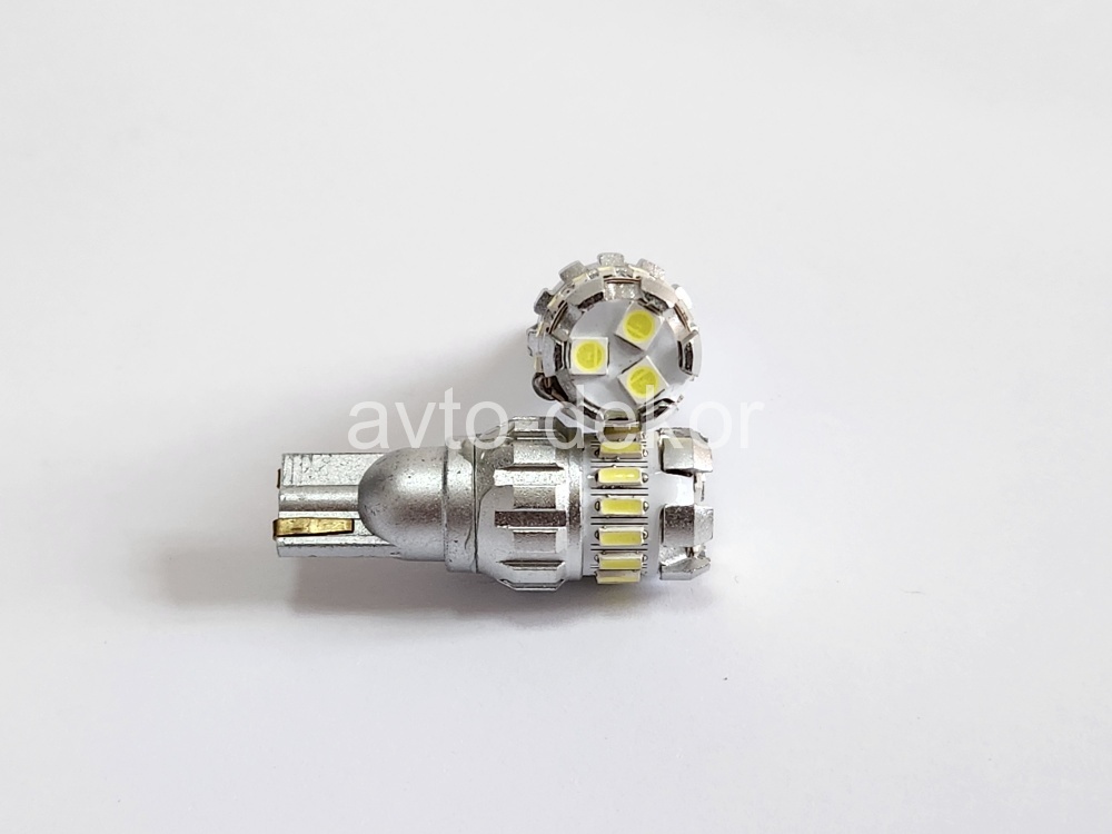 Диод 12-24v Т10-21(3014-18+3030-3) canbus с обманкой габариты белый  (21 SMD (3014-18+3030-3) диодов аналог w5w) биполярный AVTO-DEKOR  11370, фото 1