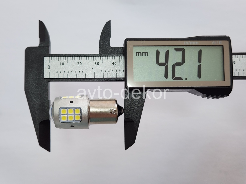 Диод 12-24v 1156-30(3030)+линза BA15S белый (30 диодов (3030) +линза аналог Р21w) canbus с обманкой AVTO-DEKOR  11372, фото 2