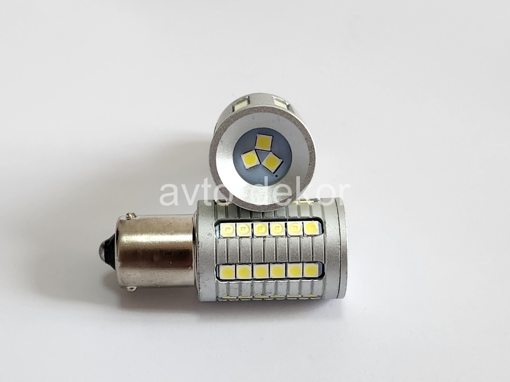 Диод 12-24v 1156-45(3030) BA15S белый (45 диодов (3030) аналог Р21w) canbus с обманкой AVTO-DEKOR  11374, фото 1