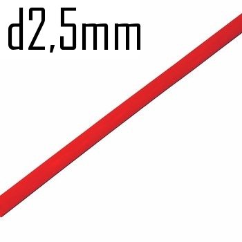 Термоусадка  2,5/1,25 мм красная 1м (минимум 10м)  Rexant  11888