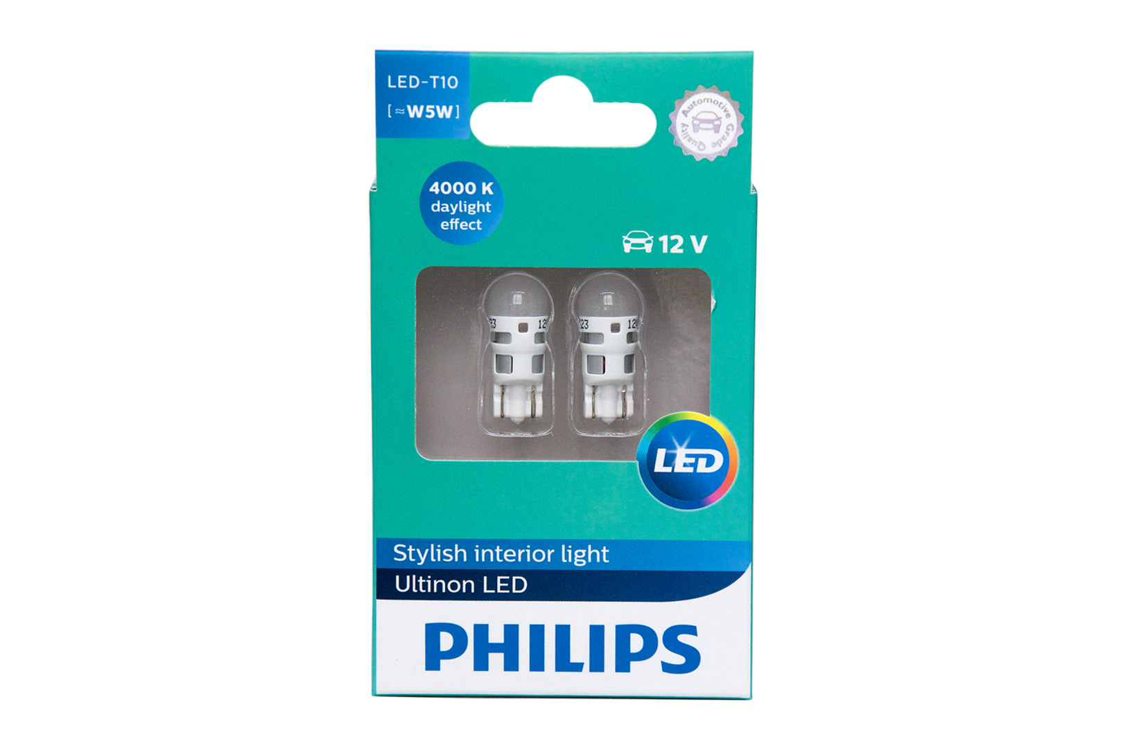 Светодиод Philips W5W (W2.1x9.5d) LED COOL WHITE 4000K (в коробке, 2шт) 12V P-11961-4K  12416