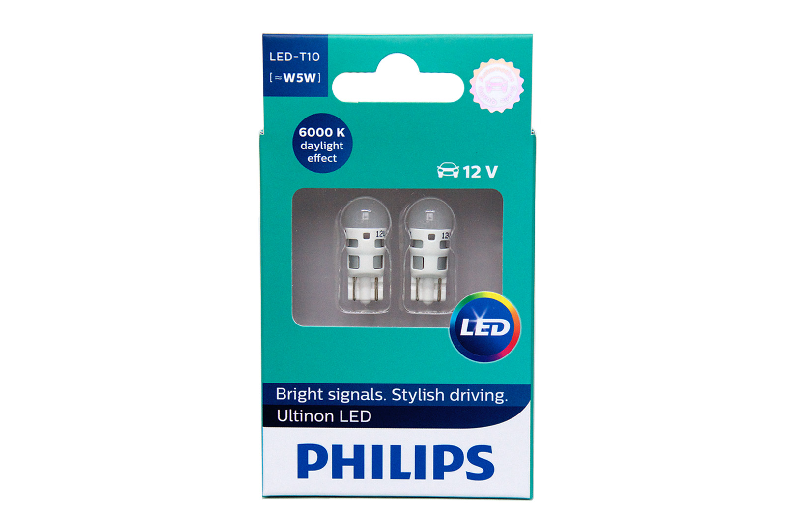 Светодиод Philips W5W (W2.1x9.5d) LED COOL WHITE 6000K (в коробке, 2шт) 12V P-11961-6K  12417