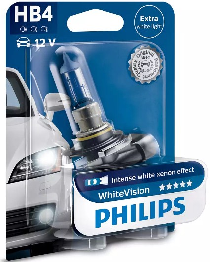Автолампа HB4/9006 (51) P22d WHITE VISION 3700K 12V PHILIPS P-9006WHVбл (блистер)  13937, фото 1