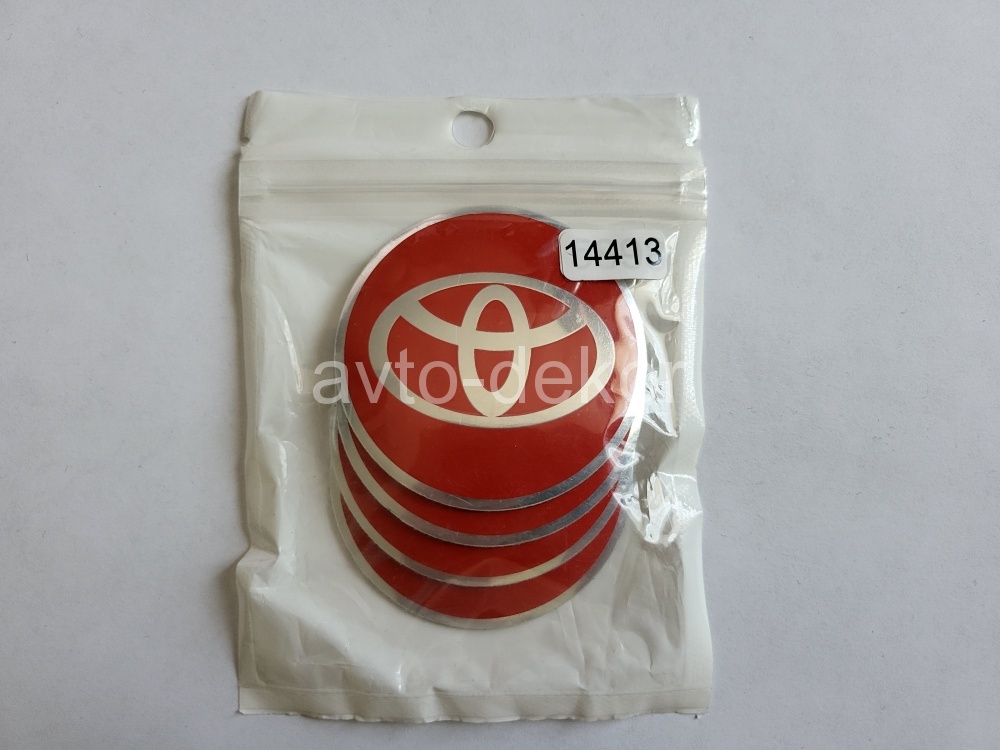 Купить Наклейки на диски d 56мм TOYOTA красный+хром 4шт. к-т  14413 в интернет-магазине