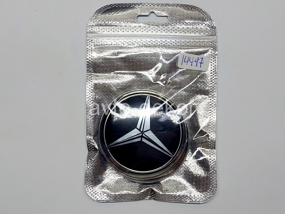 Купить Наклейки на диски d 56мм MERCEDES ЗВЕЗДА черный+хром (хром звезда на черном фоне) 4шт. к-т  14497 в интернет-магазине