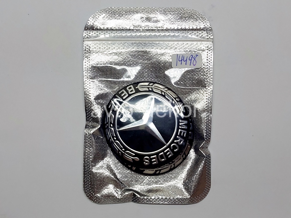 Купить Наклейки на диски d 56мм MERCEDES BENZ чёрный+хром (хром звезда на черном фоне) 4шт. к-т  14498 в интернет-магазине