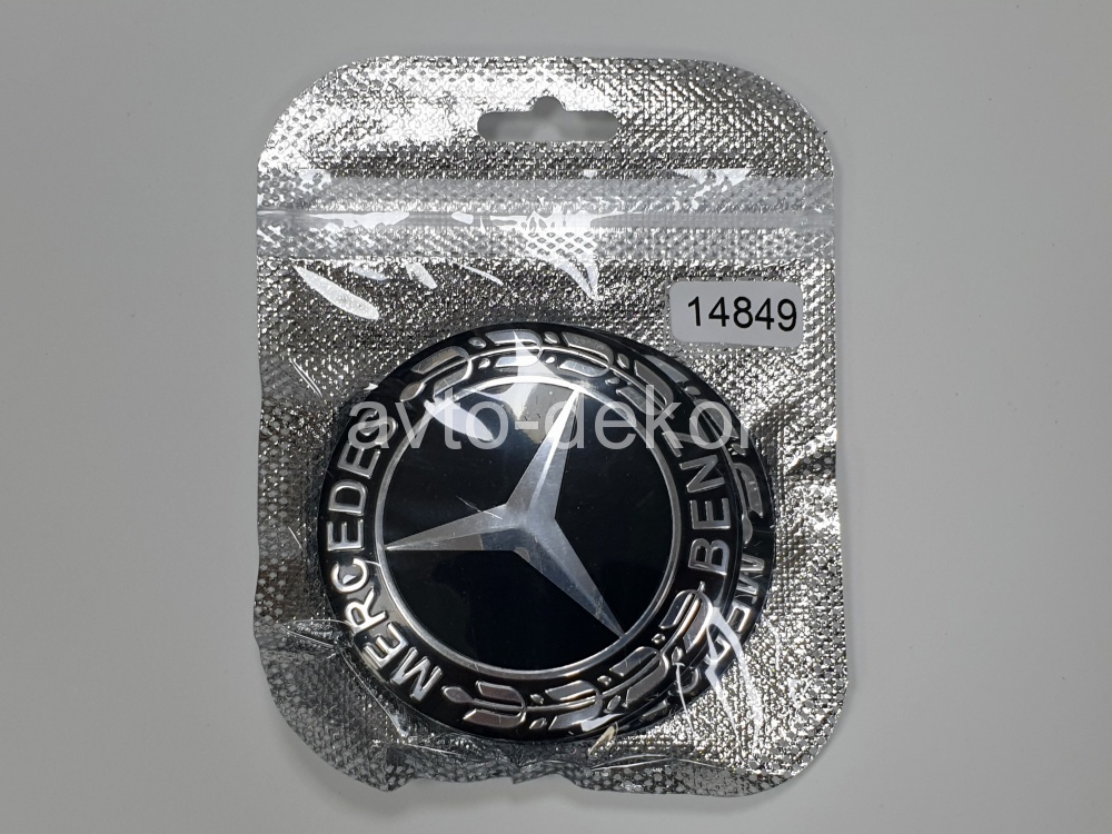 Купить Наклейки на диски d 60мм MERCEDES черный+хром (хром звезда на черном фоне) 4шт. к-т  14849 в интернет-магазине