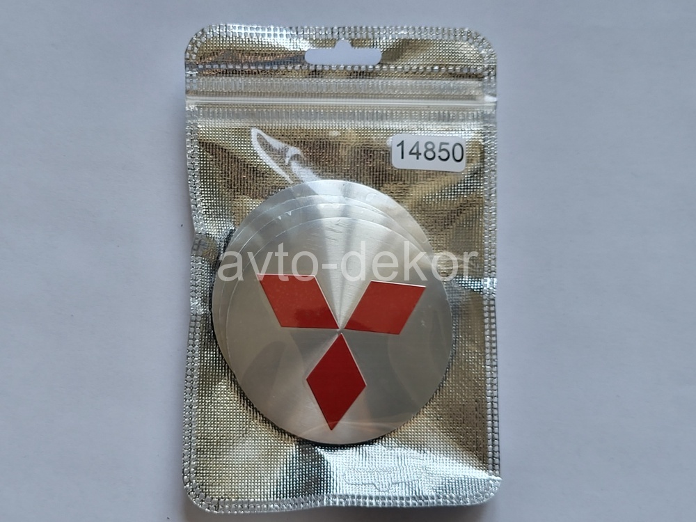 Купить Наклейки на диски d 60мм MITSUBISHI серебро+красный 4шт. к-т  14850 в интернет-магазине