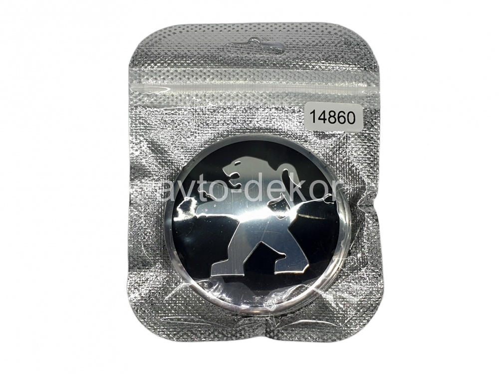 Купить Наклейки на диски d 60мм PEUGEOT черный+хром с окантовкой 4шт. к-т  14860 в интернет-магазине