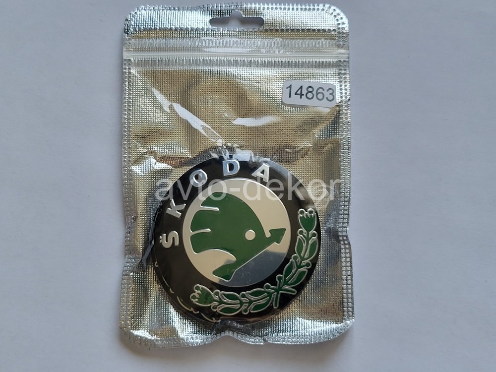 Купить Наклейки на диски d 60мм SKODA черный+хром+зеленый 4шт. к-т  14863 в интернет-магазине