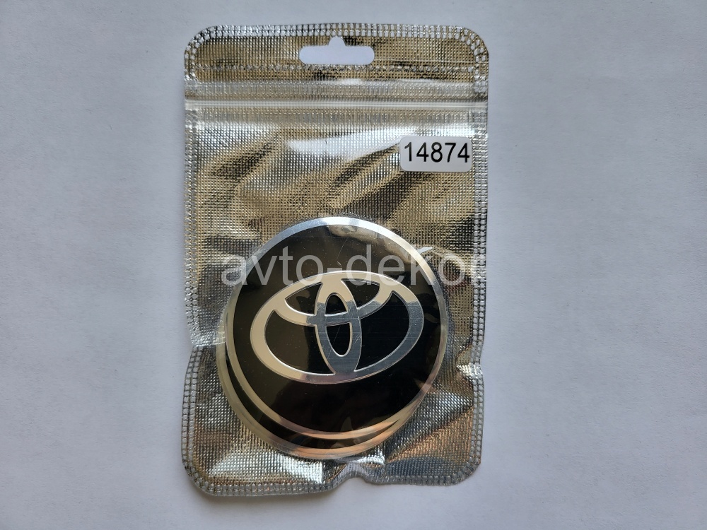 Купить Наклейки на диски d 60мм TOYOTA черный+хром с окантовкой 4шт. к-т  14874 в интернет-магазине