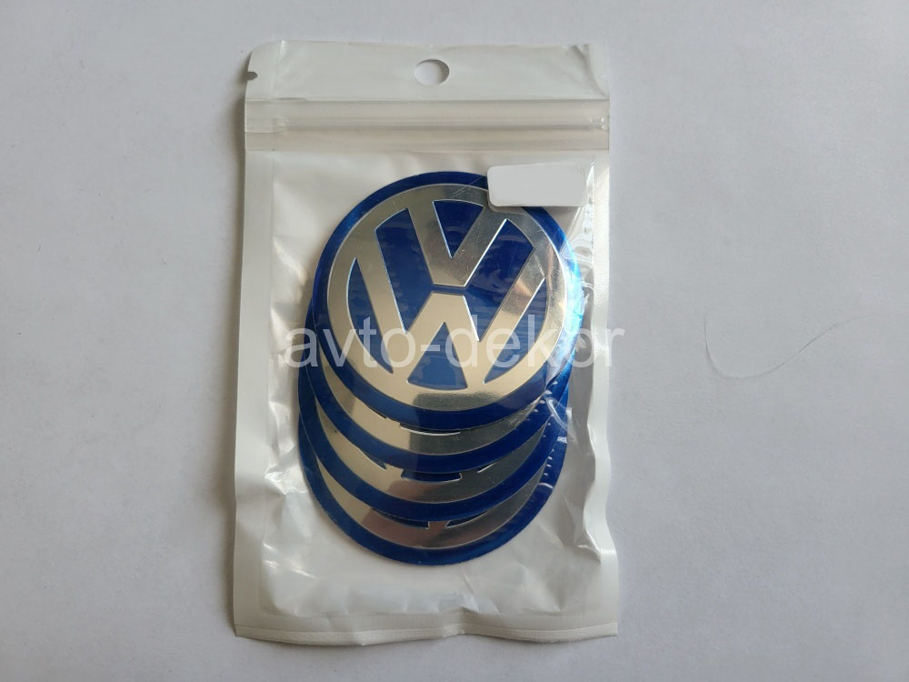 Купить Наклейки на диски d 60мм VOLKSWAGEN синий+хром 4шт. к-т  14877 в интернет-магазине