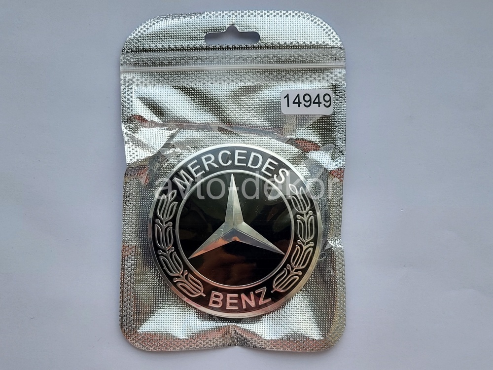 Купить Наклейки на диски d 65мм MERCEDES черный+хром (хром звезда на черном фоне) 4шт. к-т  14949 в интернет-магазине