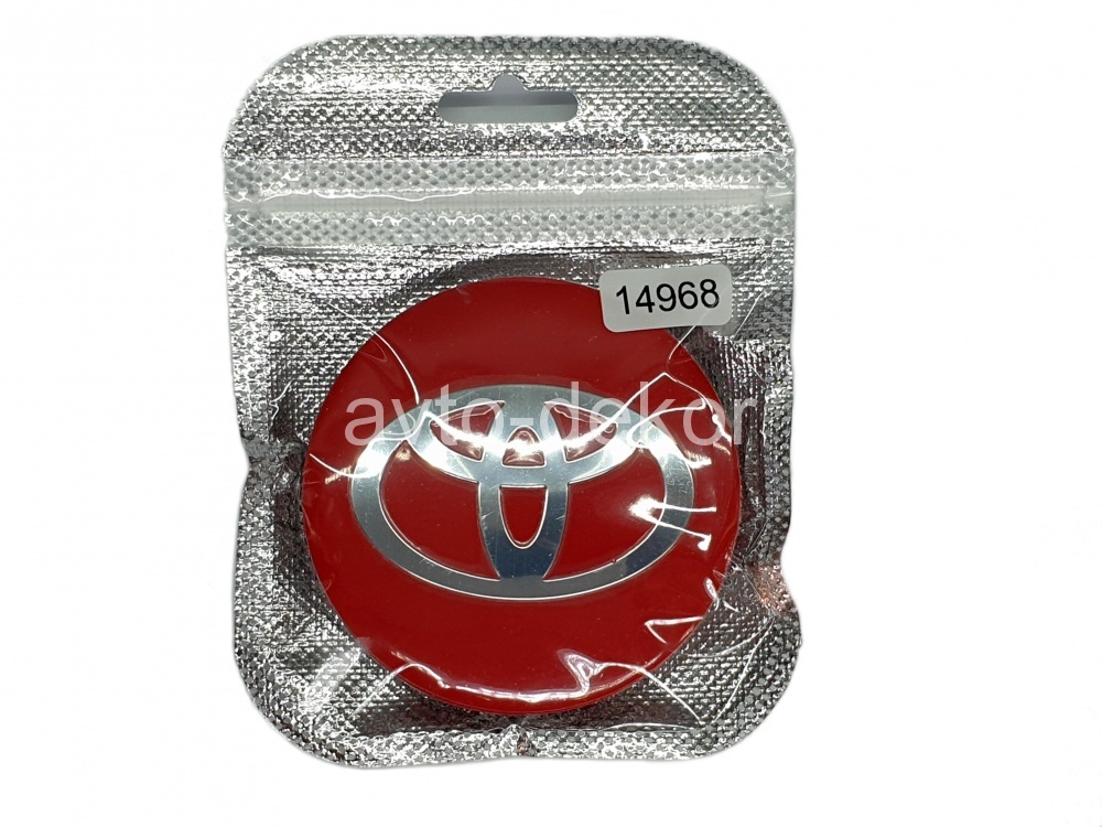 Купить Наклейки на диски d 65мм TOYOTA красный+хром 4шт. к-т  14968 в интернет-магазине