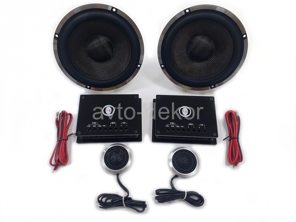 VKCaraudio Акустика VK-X650 6,5 дюймов компонентная+кроссоверы полноценные  2х полосная 60w, литая корзина  15413, фото 2