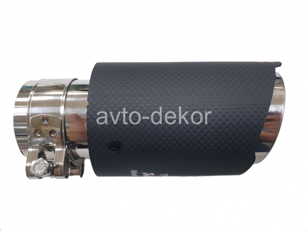 Насадка на глушитель A99 (MT-1143A) 6301 AKRAPOVIC Dвх-52мм, Dвых-77мм, Длина-170мм, карбон+нержавеющая сталь, со скосом, с вырезом  15488, фото 1
