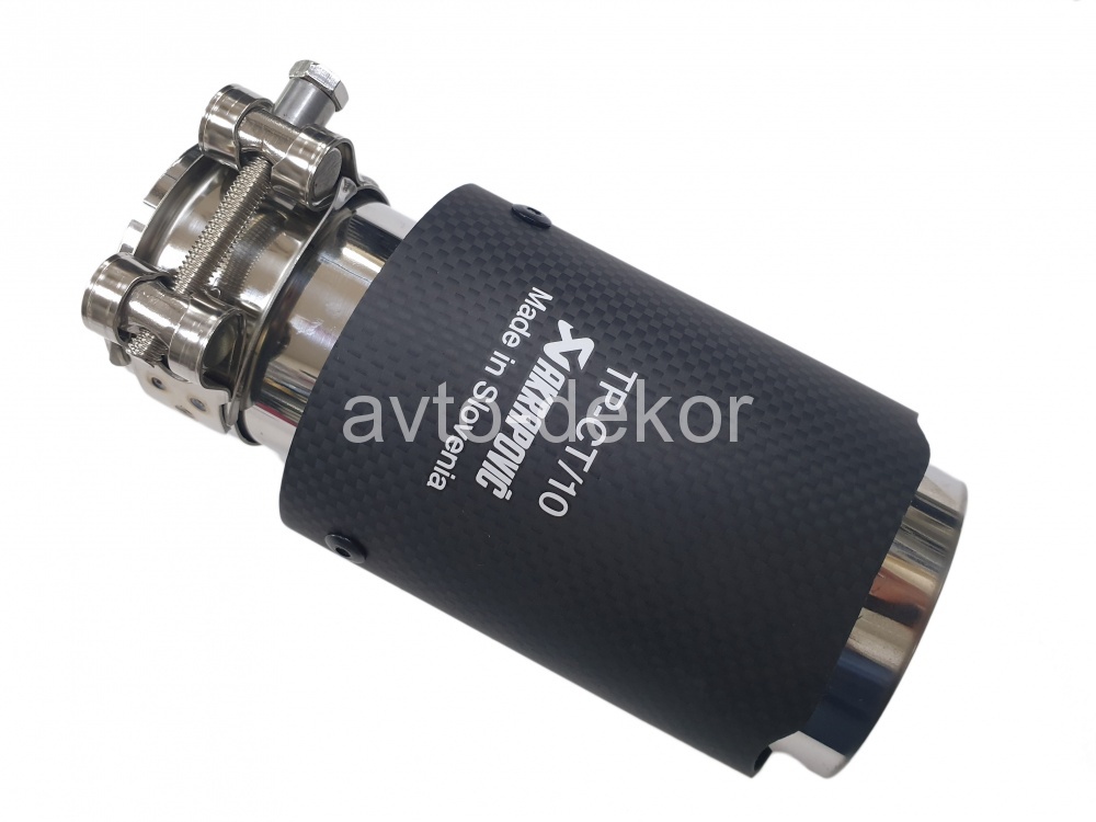 Насадка на глушитель A99 (MT-1143A) 6301 AKRAPOVIC Dвх-52мм, Dвых-77мм, Длина-170мм, карбон+нержавеющая сталь, со скосом, с вырезом  15488, фото 2