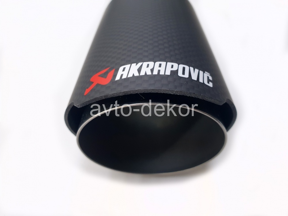 Насадка на глушитель A99 (MT-1143A) 6301 AKRAPOVIC Dвх-52мм, Dвых-77мм, Длина-170мм, карбон+нержавеющая сталь, со скосом, с вырезом  15488, фото 3