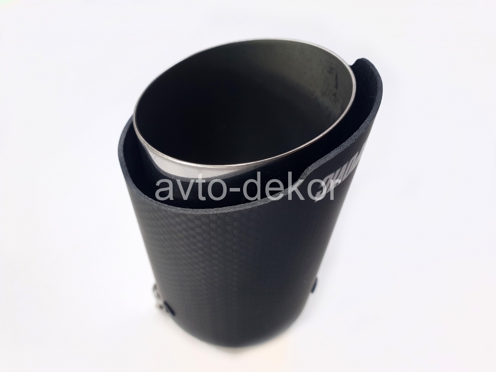 Насадка на глушитель A99 (MT-1143A) 6301 AKRAPOVIC Dвх-52мм, Dвых-77мм, Длина-170мм, карбон+нержавеющая сталь, со скосом, с вырезом  15488, фото 4