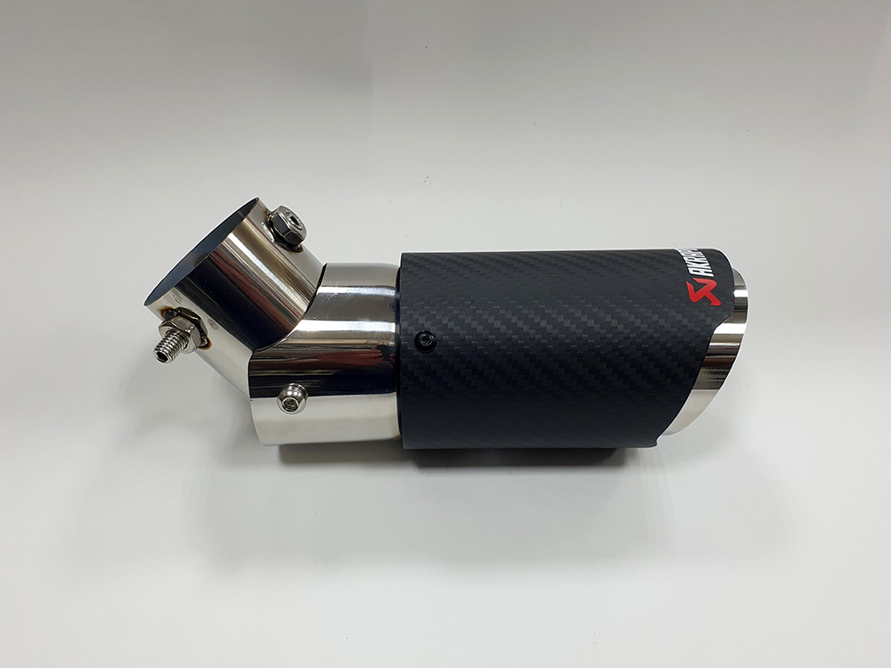Купить Насадка на глушитель A100 (MT-1143A&T) 6307AK AKRAPOVIC Dвх-54мм, Dвых-77мм, Длина-000мм, карбон+нержавеющая сталь, с вырезом, со скосом, меняют угол  15489 в интернет-магазине