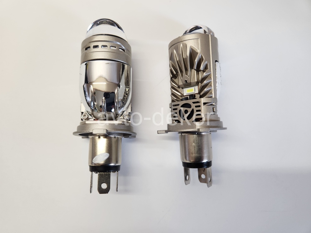 Лампа-линза светодиодная без блока и проводов H4 12v 31/43W/шт М01P - H4 (3570-V3+A82-H-V6) двойная линза, 3 чипа, Ближний/Дальний в отражатель+3 квадратных диода  (2шт. к-т) AVTO-DEKOR   17531, фото 1