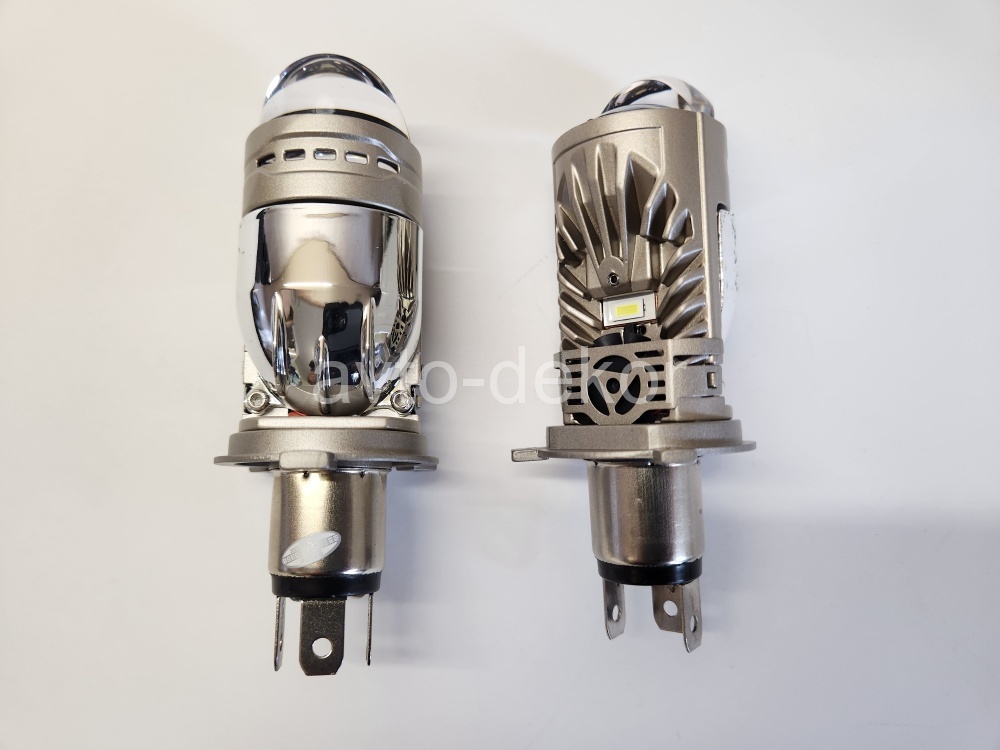 Лампа-линза светодиодная без блока и проводов H4 12v 31/43W/шт М01P - H4 (3570-V3+A82-H-V6) двойная линза, 3 чипа, Ближний/Дальний в отражатель+3 квадратных диода  (2шт. к-т) AVTO-DEKOR   17531, фото 2