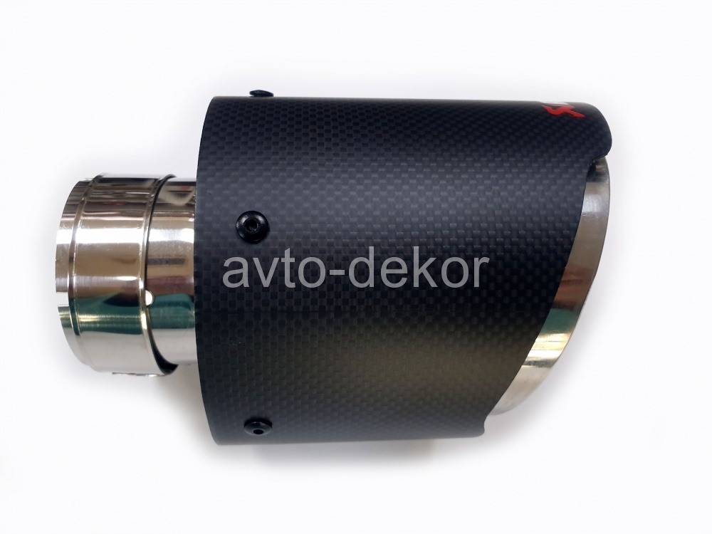 Насадка на глушитель A13 6301 AKRAPOVIC Dвх-61мм, Dвых-117мм, Длина-165мм, карбон+нержавеющая сталь, со скосом, с вырезом  17613, фото 1