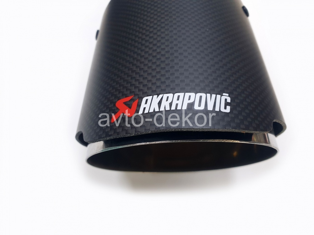 Насадка на глушитель A13 6301 AKRAPOVIC Dвх-61мм, Dвых-117мм, Длина-165мм, карбон+нержавеющая сталь, со скосом, с вырезом  17613, фото 2