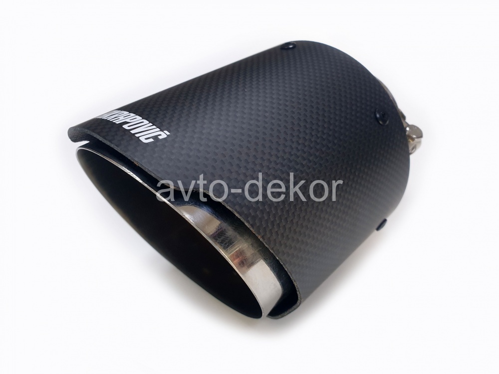 Насадка на глушитель A13 6301 AKRAPOVIC Dвх-61мм, Dвых-117мм, Длина-165мм, карбон+нержавеющая сталь, со скосом, с вырезом  17613, фото 4