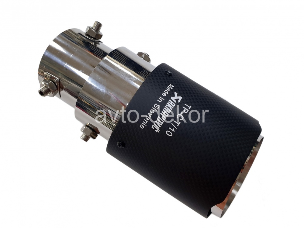Насадка на глушитель A51 (MT-1143B&T) 6307AK AKRAPOVIC Dвх-63мм, Dвых-89мм, Длина-000мм, карбон+нержавеющая сталь, с вырезом, со скосом, меняют угол  17651, фото 2