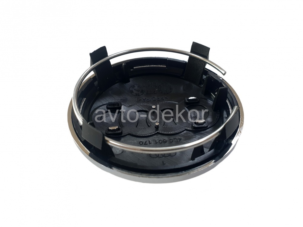Колпачки на диски AUDI d 77/68/73мм черный+хром с хром ободком 4шт. к-т  18090, фото 1