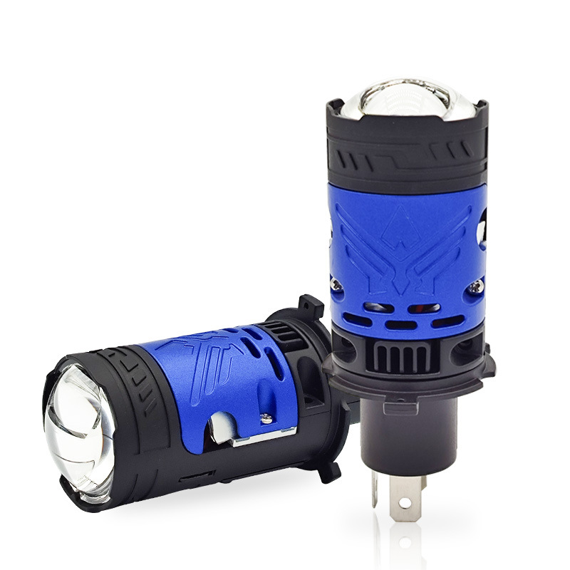 Лампа-линза H4 12v М01Z 65/48W/шт светодиодная, без блока и проводов, двойная линза, Ближний/Дальний+Лазер, со шторкой (2шт. к-т) AVTO-DEKOR  20101, фото 1