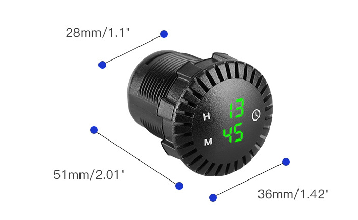 Часы электронные врезные СИНИЕ цифры+60 см провод 12-24v AVTO-DEKOR  20117, фото 1
