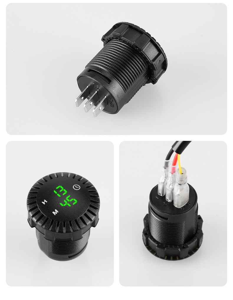 Часы электронные врезные СИНИЕ цифры+60 см провод 12-24v AVTO-DEKOR  20117, фото 2