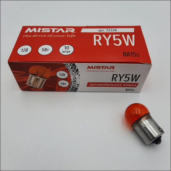Автолампа MISTAR 24v RY5W (BA15s) YELLOW  M-43624Y  21311 купить