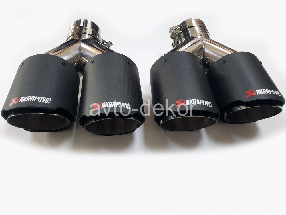 Купить Насадка на глушитель 6350 AKRAPOVIC Dвх-61мм, Dвых-2х117мм, Длина-252мм, Ширина-245 карбон+нержавеющая сталь, со скосом, с вырезом  21578 в интернет-магазине