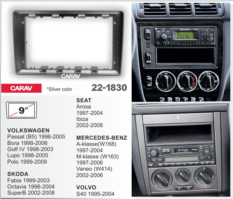 Купить 9-inch Рамка SKODA Fabia 1999-2003/ Octavia 1996-2004/ SuperB 2002-2008  СЕРЕБРО  221830 в интернет-магазине